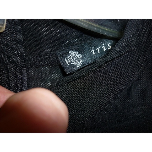 Black Sheer Mesh Midi Dress Long Sleeve Mock Neck Bodycon - IRIS LA Size M - Picture 7 of 10